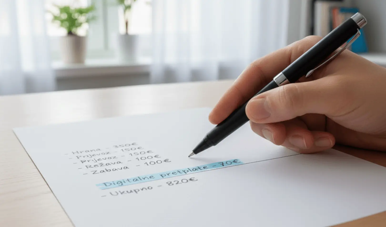 Osobni mjesečni budžet uz popis svih troškova